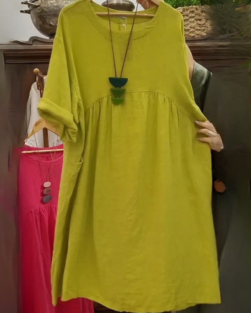 MANDIRA - Katoenen en linnen jurk