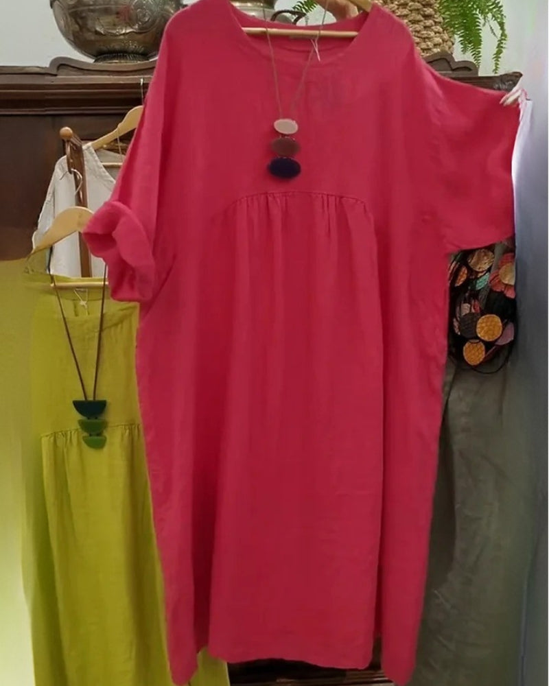 MANDIRA - Katoenen en linnen jurk