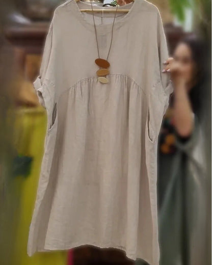 MANDIRA - Katoenen en linnen jurk