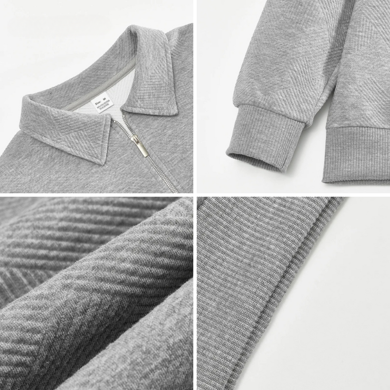 James™ - Vintage Geometrisch Ontwerp Sweater Met Rits