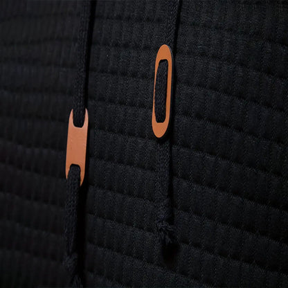 Heren hoodie met lange mouwen, gewatteerd, van wafelstof, in effen kleur voor buitensporten