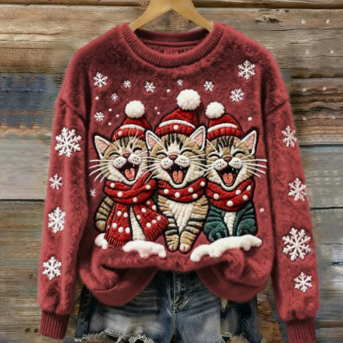 Saar – Trui met katten in kerstsfeer