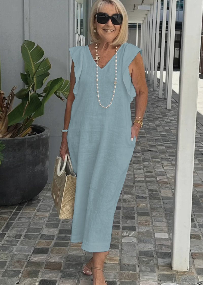 Nora – Mouwloze Jurk met V-hals