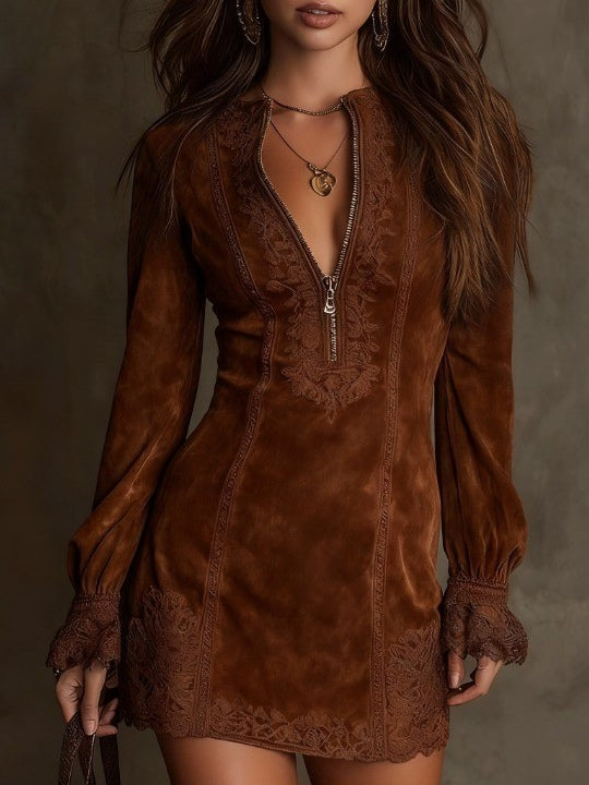 Azulena ❘ Blauwe tuniek met borduursel en rits