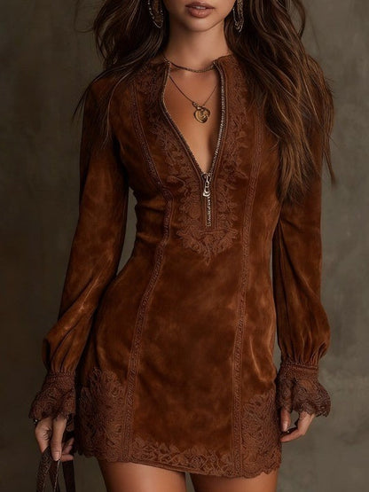 Azulena ❘ Blauwe tuniek met borduursel en rits